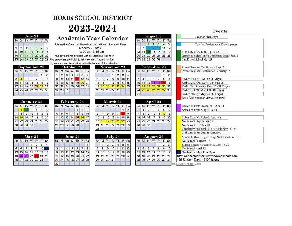 2023-2024 Hoxie School Calendar